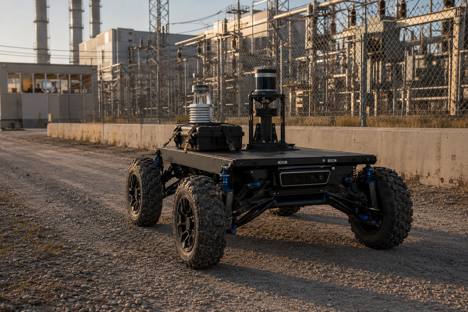ASSIST carrying a sealed equipment case and environmental sensor near a power facility